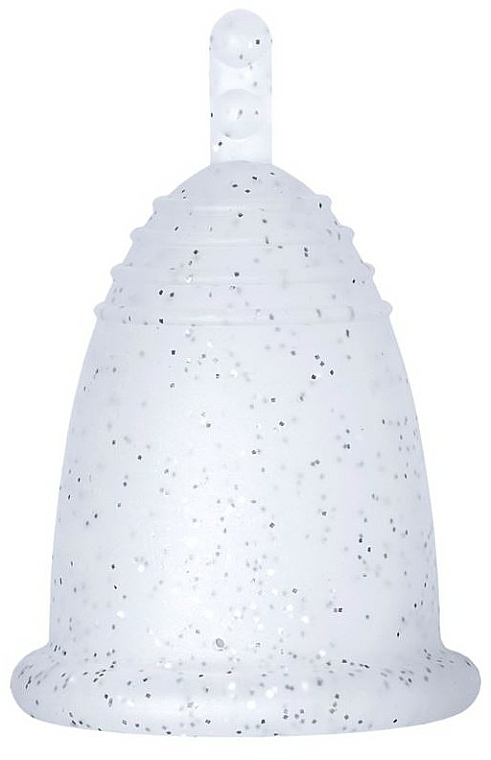 Menstruationstasse Größe L silberner Glitzer - MeLuna Soft Menstrual Cup Stem — Bild N1