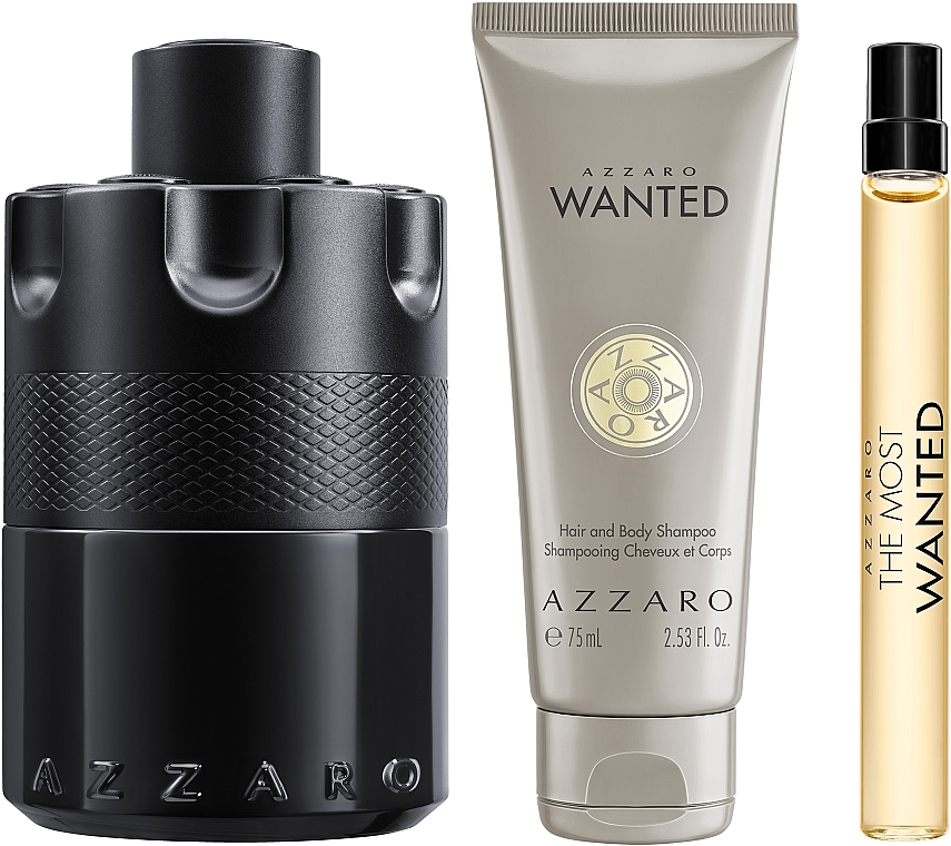 Azzaro The Most Wanted - Duftset (Eau de Parfum 100ml + Haar- und Körpershampoo 75ml + Eau de Parfum 10ml) — Bild N2