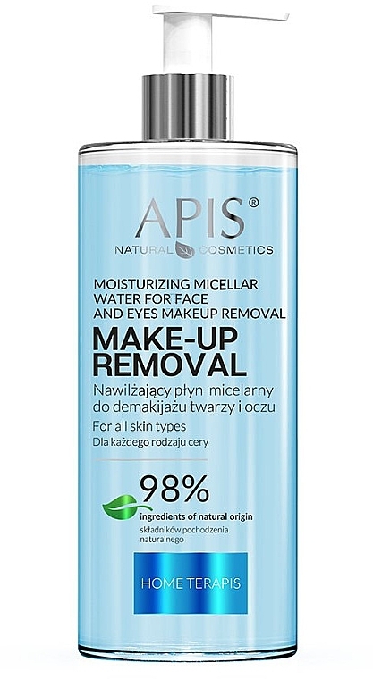 Feuchtigkeitsspendendes Mizellenwasser zum Entfernen von Gesichts- und Augen-Make-up	 - APIS Professional Home Terapis Moisturizing Micellar Water For Face And Eyes Makeup Removal — Bild N1