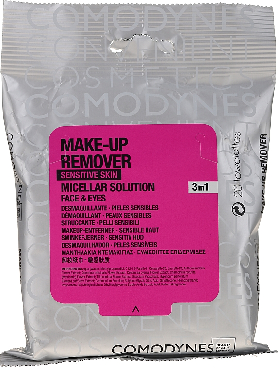 Mizellen-Feuchttücher zum Abschminken für empfindliche Haut - Comodynes Make-Up Remover Sensitive Skin — Bild N1
