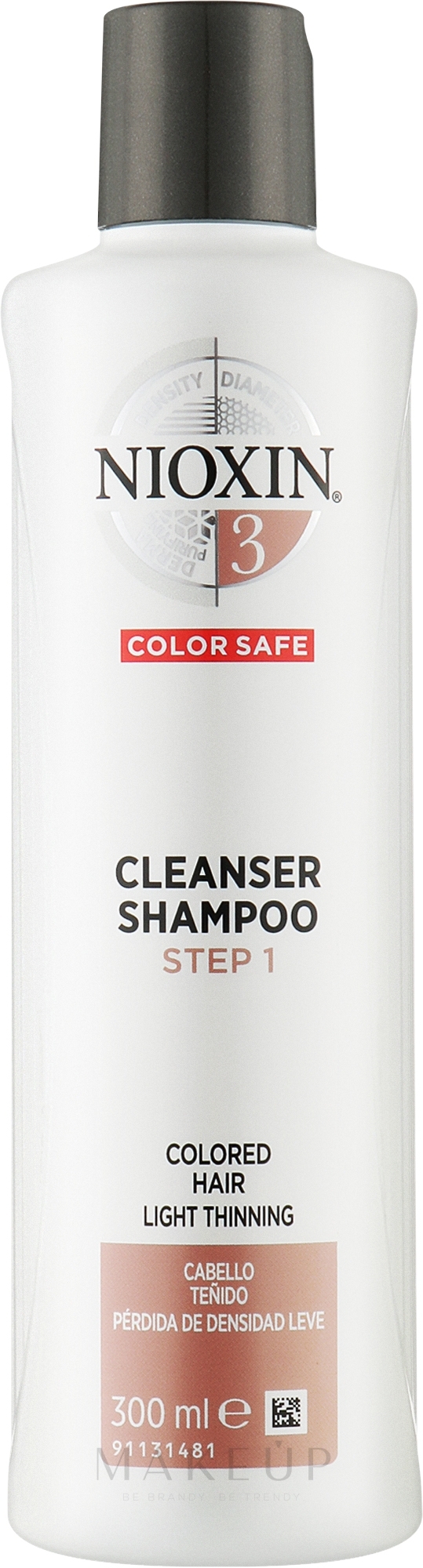 Reinigungsshampoo für coloriertes Haar - Nioxin System 3 Cleanser Shampoo Step 1 Colored Hair Light Thinning — Bild 300 ml