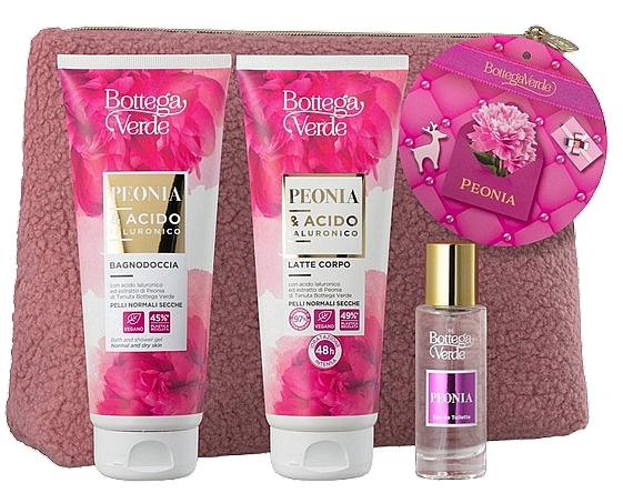 Bottega Verde Peonia - Set (Eau de Toilette/30 ml +Duschgel/200 ml + Körpermilch/200ml + Kosmetiktasche/1 St.) — Bild N1