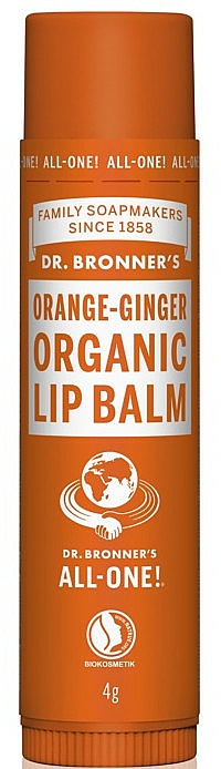 Feuchtigkeitsspender und schützender Lippenbalsam mit Orangenöl und Ingwer - Dr. Bronner’s Orange & Ginger Lip Balm — Bild N1