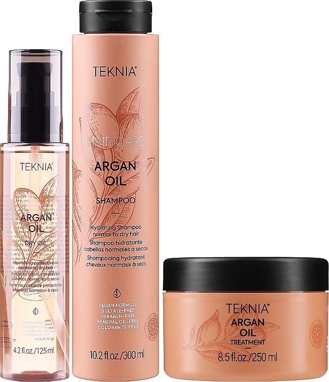 Haarpflegeset - Lakme Teknia Argan Oil (Shampoo 300ml + Haaröl 125/ml + Haarmaske 250ml) — Bild N2