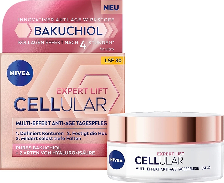 Anti-Aging Tagescreme mit Bakuchiol und Hyaluronsäure SPF 30 - Nivea Cellular Expert Lift Multi-Effekt Anti-Age Day Cream SPF30 — Bild N3
