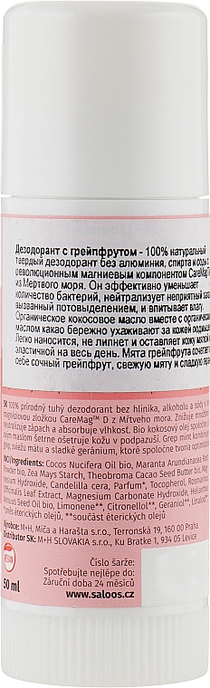 Natürliches Bio-Deodorant Grapefruit und Minze - Saloos Grep Mint Deodorant — Bild N2