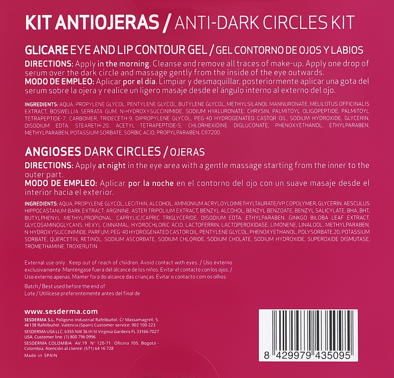 Set - SesDerma Laboratories Kit Antiojeras (eye/gel/15ml/x2) — Bild N3