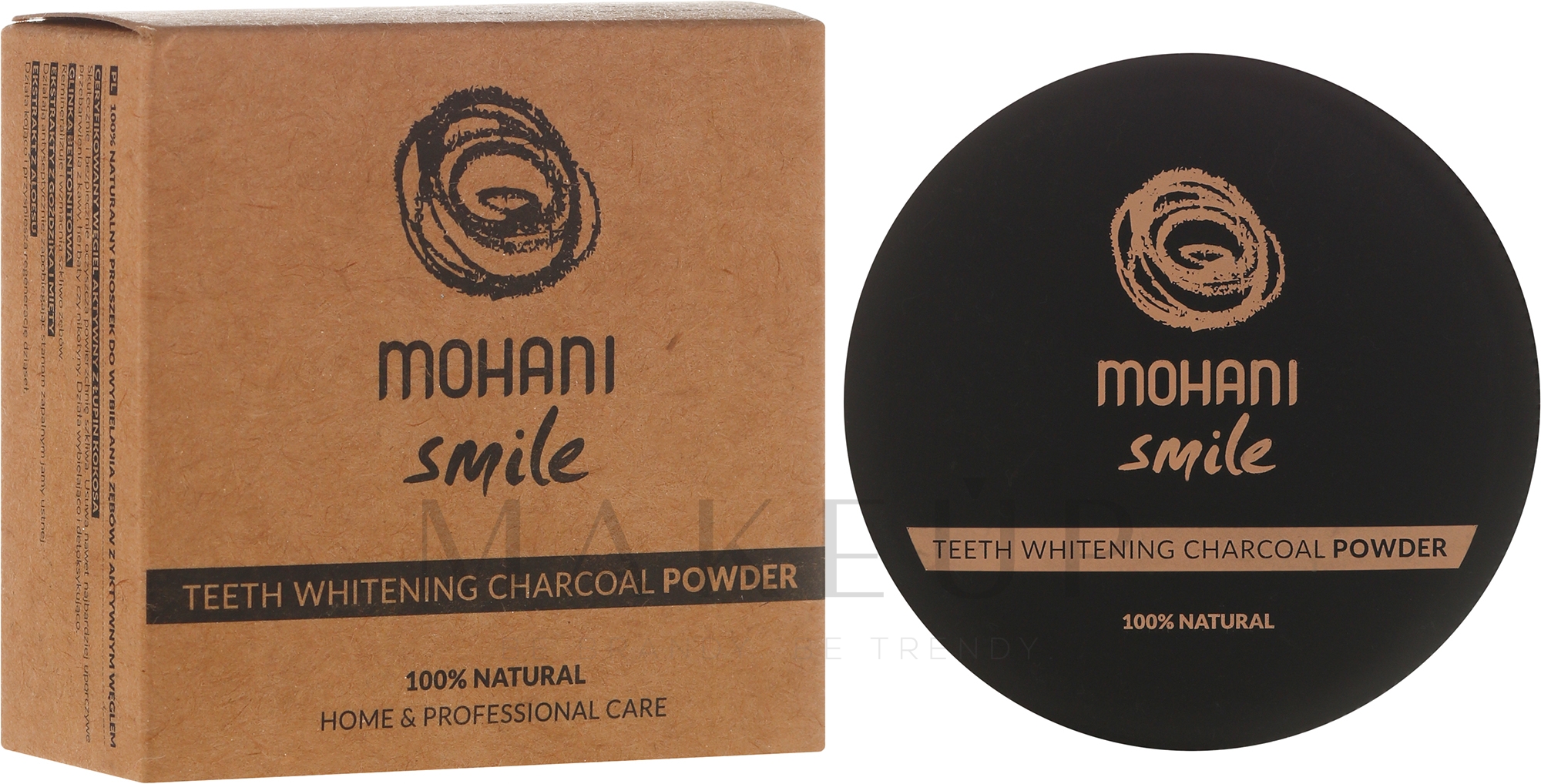 100% Natürliches aufhellendes Zahnpulver mit Holzkohle - Mohani Smile Teeth Whitening Charcoal Powder — Foto 30 g