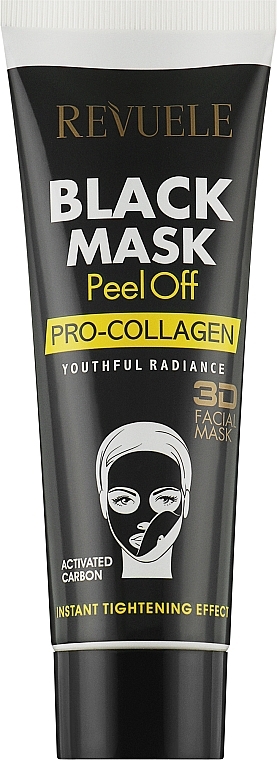 Peel-Off Gesichtsmaske mit Aktivkohle und Vitamin C - Revuele Black Mask Peel Off Pro-Collagen