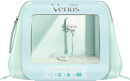 Düfte, Parfümerie und Kosmetik Rasierset für Frauen - Gillette Venus Extra Smooth Sensitive (Rasiergriff 1 St. + Ersatzklingen 2 St. + Rasierhalter mit Saugnapf 1 St. + Pouch 1 St.)
