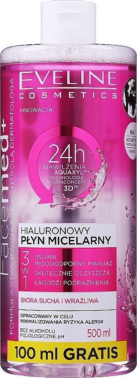Mizellenwasser für Gesicht mit Hyaluronsäure - Eveline Cosmetics Facemed+ Micellar Water — Bild N5