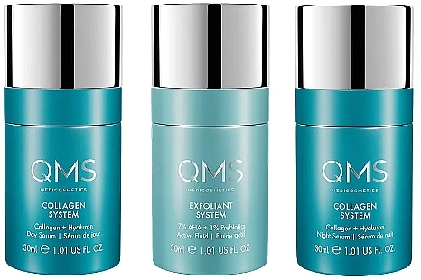 Gesichtspflegeset - QMS Collagen + Exfoliant Set Medium (Gesichtsserum 30ml x2 + Gesichtsfluid 30ml) — Bild N1