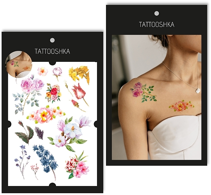 Temporäre Tattoos Aquarell Blumen - Tattooshka — Bild N1