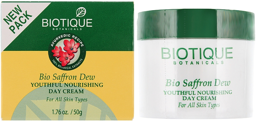 Pflegende und straffende Tagescreme für Gesicht und Körper - Biotique Bio Saffron Dew Ageless Face & Body Cream — Bild N1