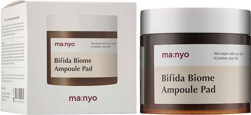 Tonisierende, feuchtigkeitsspendende und glättende Gesichtspads mit Bifida Ferment Lysat und Hyaluronsäure - Manyo Bifida Biome Ampoule Pad — Bild N2
