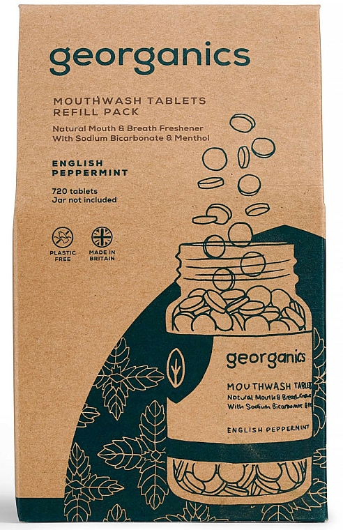 Mundwassertabletten mit englischer Pfefferminze - Georganics Mouthwash Tablets Refill Pack English Peppermint (Refill) — Bild N1