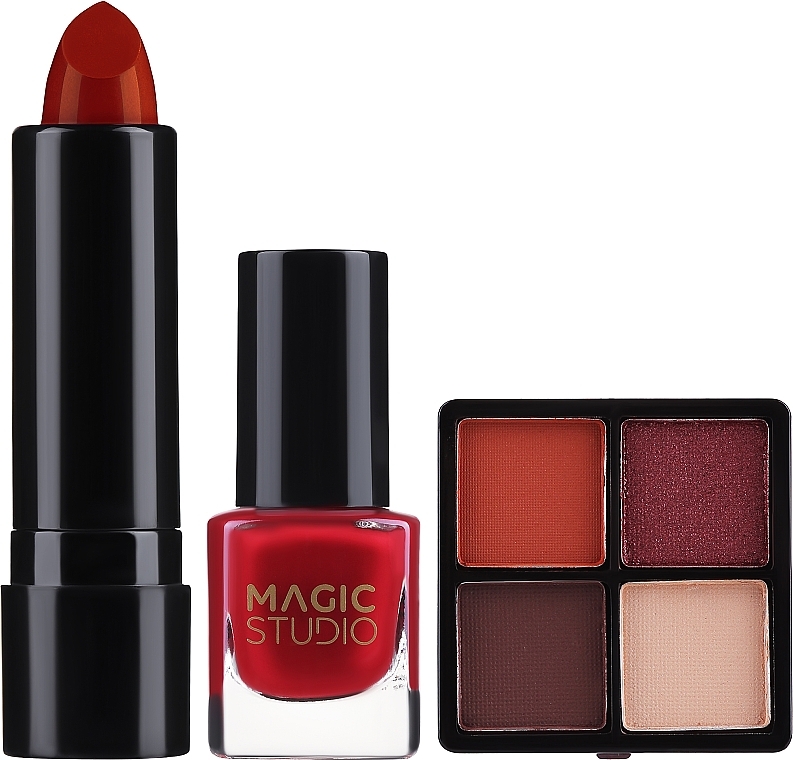 Make-up Set - Magic Studio Essentials Coffret Assortite (Lippenstift 3g + Nagellack 1.6ml + Lidschatten 4x0.8g) — Bild N1