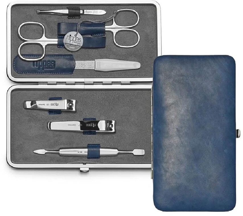 Maniküreset 7-tlg. blau  - Nippes Solingen Manicure Set Vintage 1033  — Bild N1