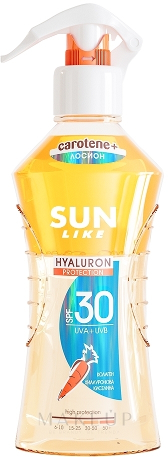 Zwei-Phasen Sonnenschutzlotion mit Hyaluronsäure, Kollagen und Beta-Carotin SPF 30 - Sun Like 2-Phase Sunscreen Hyaluron Protection Lotion — Bild 200 ml