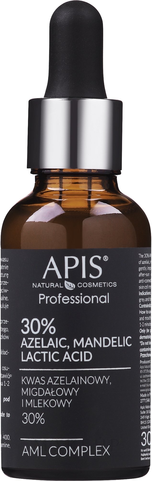 Säurekomplex für das Gesicht mit Azelainsäure, Mandelsäure und Milchsäure - APIS Professional AML Complex KWAS 30% — Foto 30 ml