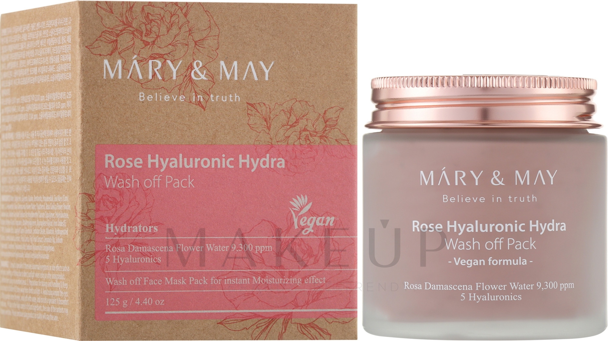 Reinigende Maske mit Rosenextrakt und Hyaluronsäure - Mary & May Rose Hyaluronic Hydra Wash Off Pack — Bild 125 g