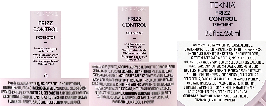 Pflegeset für widerspenstiges oder krauses Haar - Lakme Frizz Contrl Set De 3 (Shampoo 300ml + Hitzeschutzspray 300ml + Haarmaske 250ml) — Bild N4