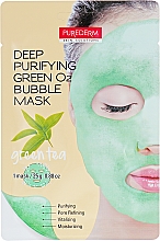 Düfte, Parfümerie und Kosmetik Tiefenreinigende und feuchtigkeitsspendende Schaummaske für Gesicht mit grünem Tee - Purederm Deep Purifying Green O2 Bubble Mask Green Tea