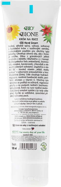 GESCHENK! Handcreme mit Pflanzenextrakten - Bione Cosmetics Hand Cream with Plant Extracts — Bild N3