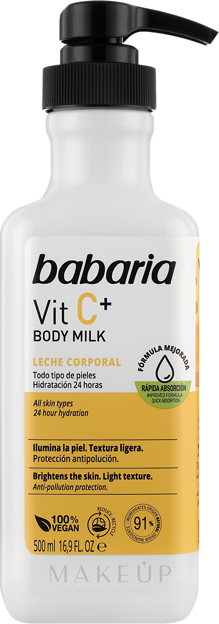 Feuchtigkeitsspendende Körpermilch mit Vitamin C für alle Hauttypen - Babaria Body Milk Vit C+ — Bild 500 ml