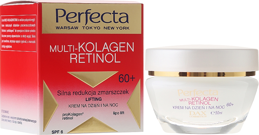 Anti-Falten Lifting-Gesichtscreme mit Kollagen und Retinol 60+ SPF 6 - Dax Cosmetics Perfecta Multi-Collagen Retinol Face Cream 60+ — Bild N1