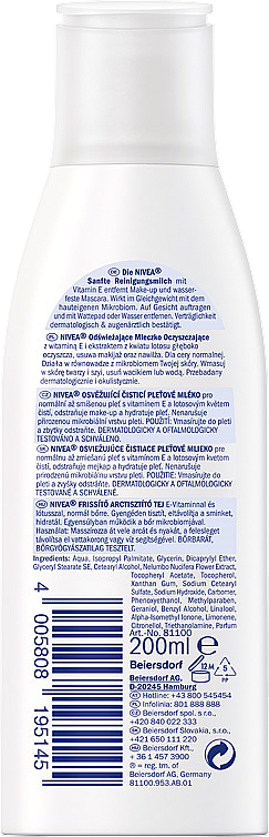 Erfrischende Gesichtsreinigungsmilch mit Vitamin E und Lotusextrakt - Nivea Visage Vitamine E & Lotus Cleansing Refreshing Milk — Bild N2