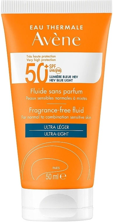 Sonnenschutzfluid für das Gesicht ohne Geruch - Avene Eau Thermale Fragrance-Free Fluid SPF 50+ — Bild N1