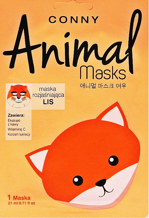 Gesichtsmaske Fuchs mit Kaffeeextrakt und Vitamin C - Conny Animal Essence Mask — Bild N1