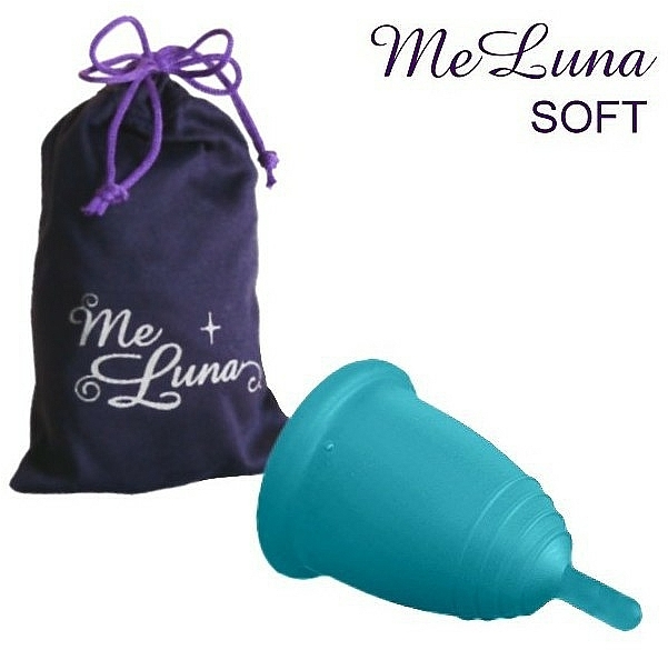 Menstruationstasse Größe XL Meereswelle - MeLuna Soft Shorty Menstrual Cup Stem — Bild N1