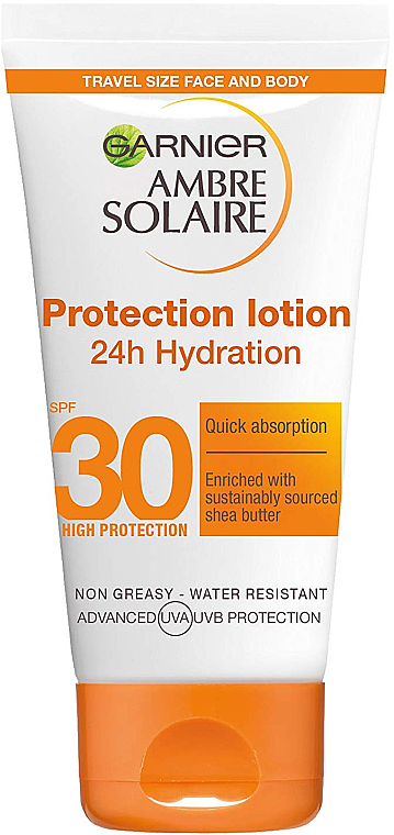 Feuchtigkeitsspendende Körperlotion SPF 30 - Garnier Ambre Solaire Protection Lotion Face&Body SPF30 — Bild N1