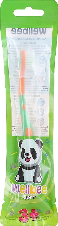 Kinderzahnbürste weich ab 3 Jahren orange mit grün - Wellbee Travel Toothbrush For Kids — Bild N1