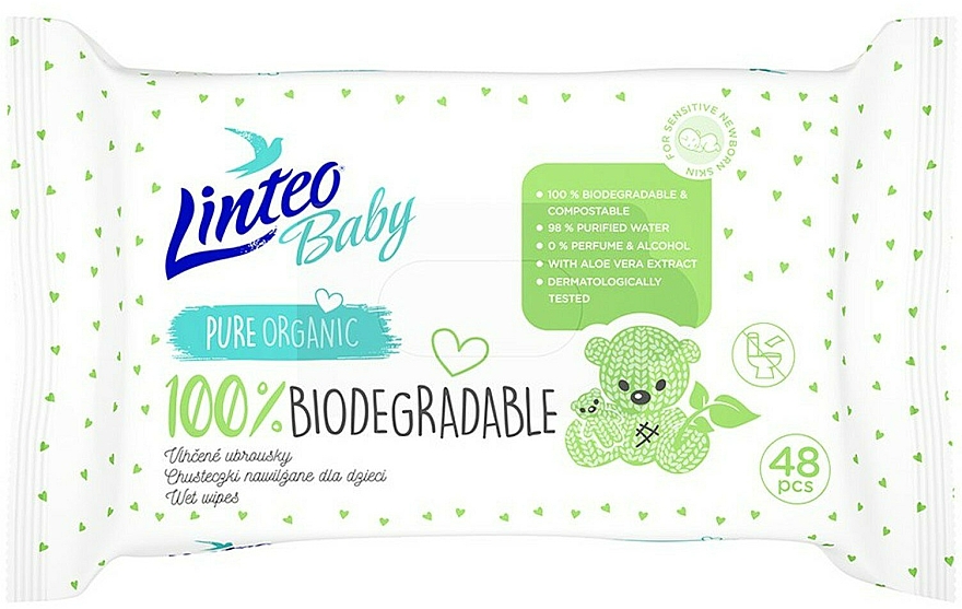 Feuchttücher für Kinder und Babys 48 St. - Linteo Baby Biodegradable — Bild N1