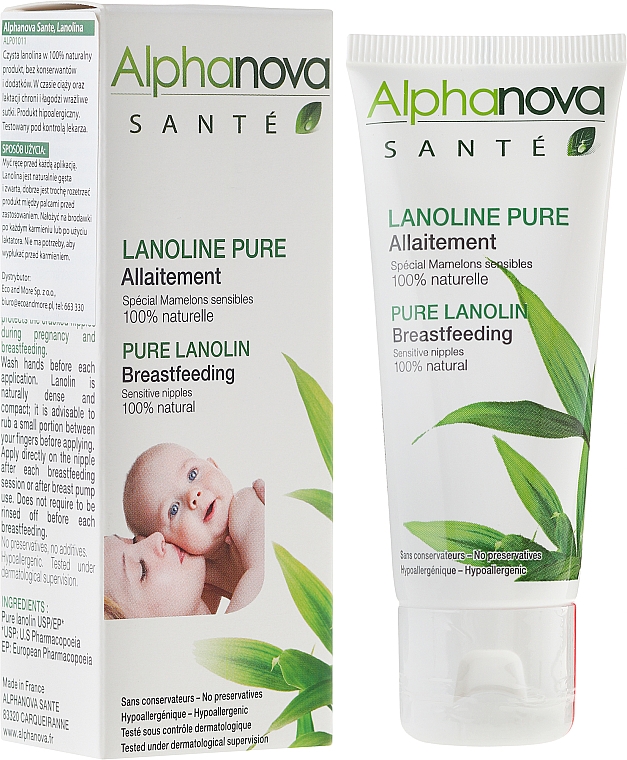 Lanolin für empfindliche Brustwarzen - Alphanova Sante Pure Lanolin Breastfeeding — Bild N1