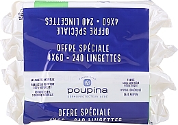 Düfte, Parfümerie und Kosmetik Natürliche Feuchttücher 4x60 St. - Poupina Natural Wipes