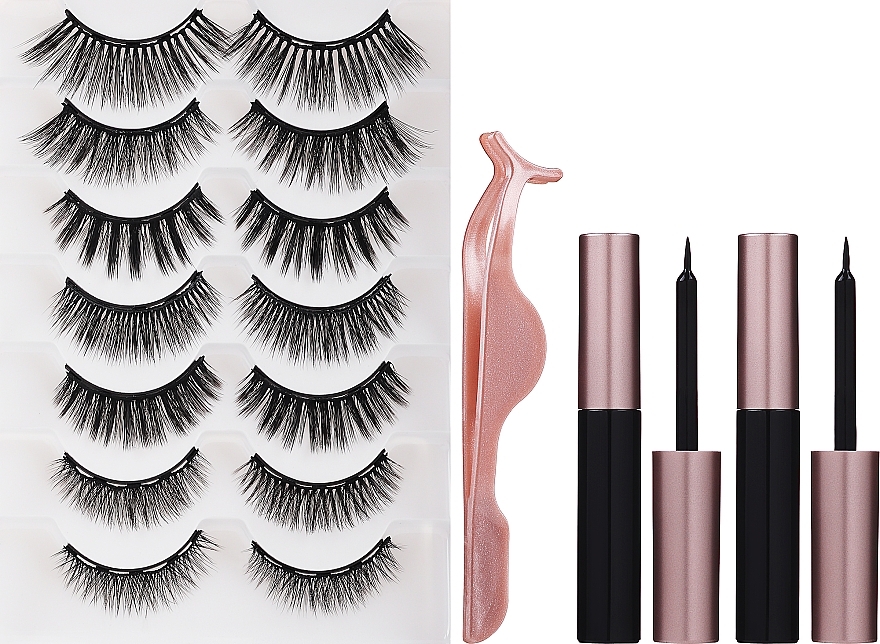 Make-up Set - Lewer Eye Lashes Magnetic Big (Künstliche Wimpern 14 St. + Pinzette 1 St. + Eyeliner 2 St.) — Bild N1