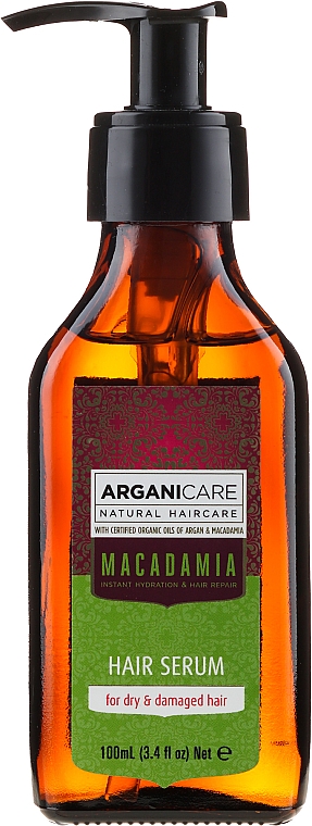 Feuchtigkeitsspendendes Serum mit Argan- und Macadamiaöl für trockenes und strapaziertes Haar - Arganicare Macadamia Hair Serum for Dry & Damaged Hair — Bild N2