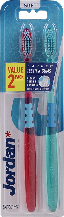 Zahnbürste weich Target Teeth & Gums violett, grün 2 St. - Jordan Target Teeth & Gums Soft Toothbrush  — Bild N3