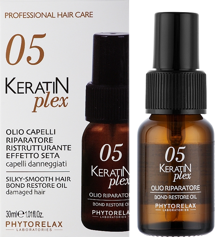 Revitalisierendes und glättendes Seidenöl für das Haar mit hydrolysiertem Keratin - Phytorelax Laboratories Keratin Plex Silky-Smooth Hair Bond Restore Oil — Bild N2