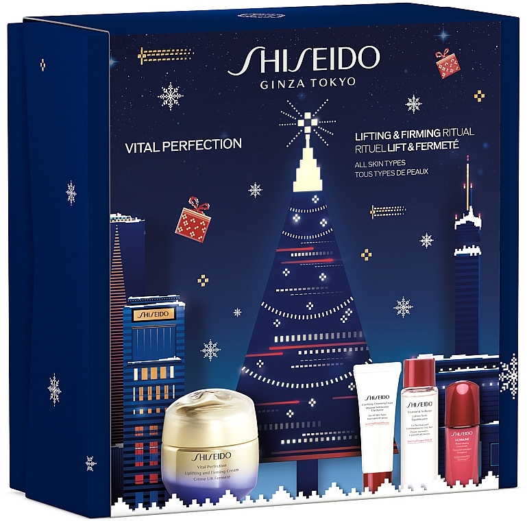 Gesichtspflegeset - Shiseido Vital Perfection Holiday Kit (Gesichtscreme 50ml + Reinigungsschaum 15ml + Gesichtslotion 30ml + Gesichtskonzentrat 10ml) — Bild N2