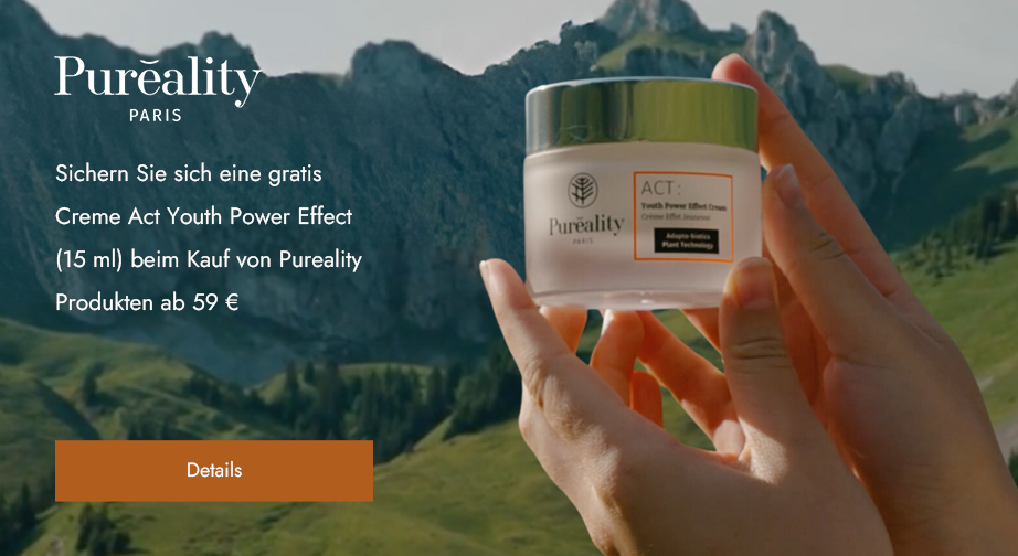 Beim Kauf von Pureality Produkten ab 59 € erhalten Sie eine Creme Act Youth Power Effect (15 ml) geschenkt
