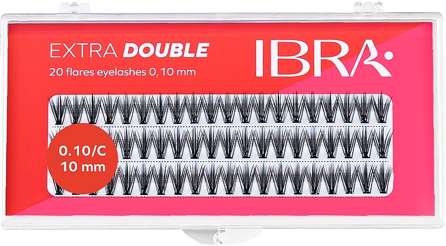 Wimpernbüschel 10 mm - Ibra Extra Double 20 Flares Eyelash C 10 mm — Bild N1