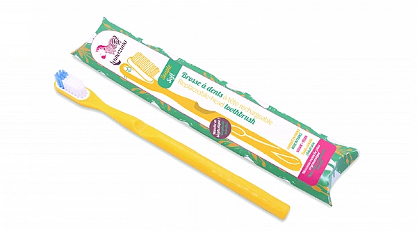Zahnbürste aus Bioplastik mit austauschbarem Kopf mittel, gelb - Lamazuna Toothbrush — Bild N1