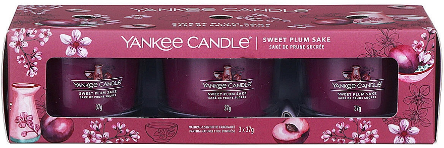 Duftkerzen-Set Süßer Pflaumen-Sake - Yankee Candle Sweet Plum Sake (candle/3x37g) — Bild N1