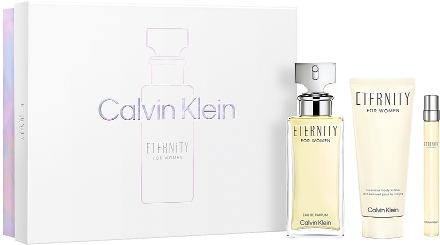 Duftset (Eau de Parfum 100 ml + Körperlotion 100 ml + Eau de Parfum 10 ml) - Calvin Klein Eternity For Woman  — Bild N2