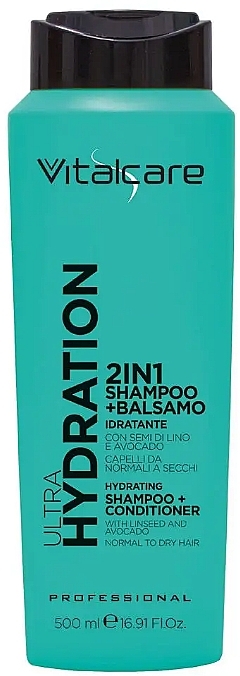 Shampoo-Conditioner für Haare mit Leinsamen und Avocado - Vitalcare Professional Ultra Hydration Shampoo & Balsamo — Bild N1